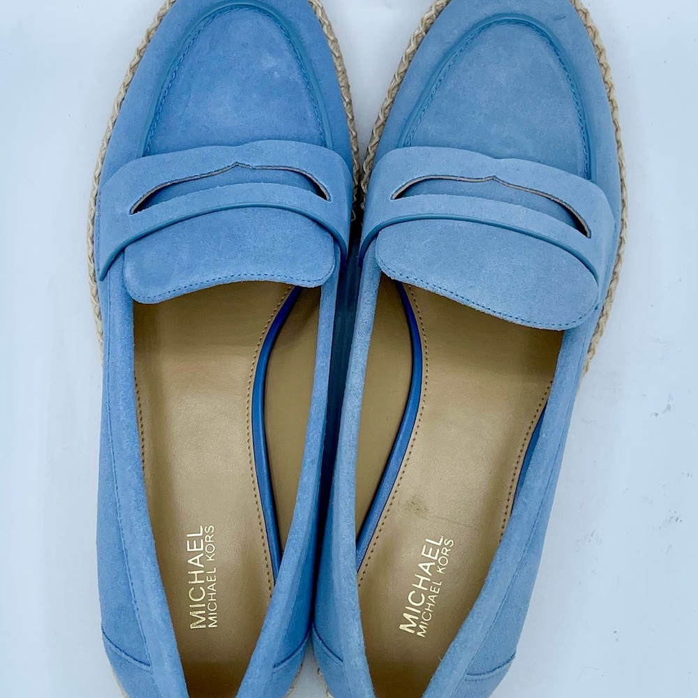 New Michael Kors Lennon Blue Suede Espadrille Size 8.5 - Picture 17 of 17